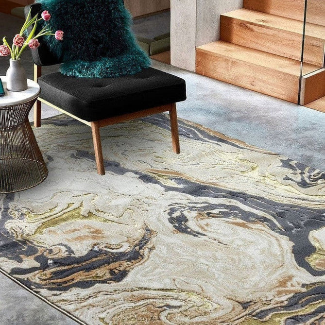 Aurora AU08 Marble Modern Abstract Distressed Marbled Metallic Shimmer Textured High-Density Soft Smooth Low Profile Polyblend Short-Pile Beige/Gold/Grey/Bronze/Cream/Black Rug-Asiatic Carpets-Rug Love - The Most Loved Rug Store