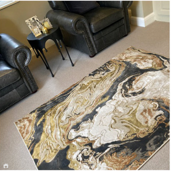 Aurora AU08 Marble Modern Abstract Distressed Marbled Metallic Shimmer Textured High-Density Soft Smooth Low Profile Polyblend Short-Pile Beige/Gold/Grey/Bronze/Cream/Black Rug-Asiatic Carpets-Rug Love - The Most Loved Rug Store