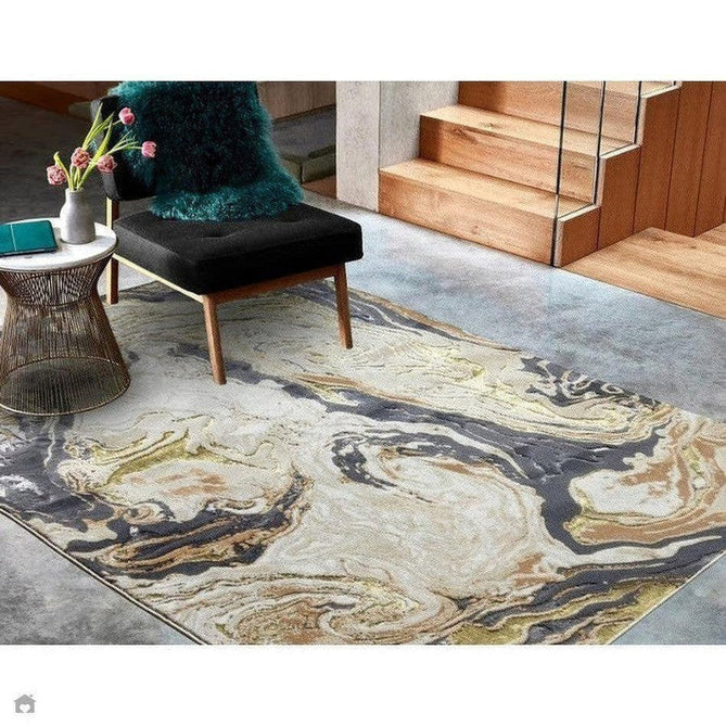 Aurora AU08 Marble Modern Abstract Distressed Marbled Metallic Shimmer Textured High-Density Soft Smooth Low Profile Polyblend Short-Pile Beige/Gold/Grey/Bronze/Cream/Black Rug-Asiatic Carpets-Rug Love - The Most Loved Rug Store