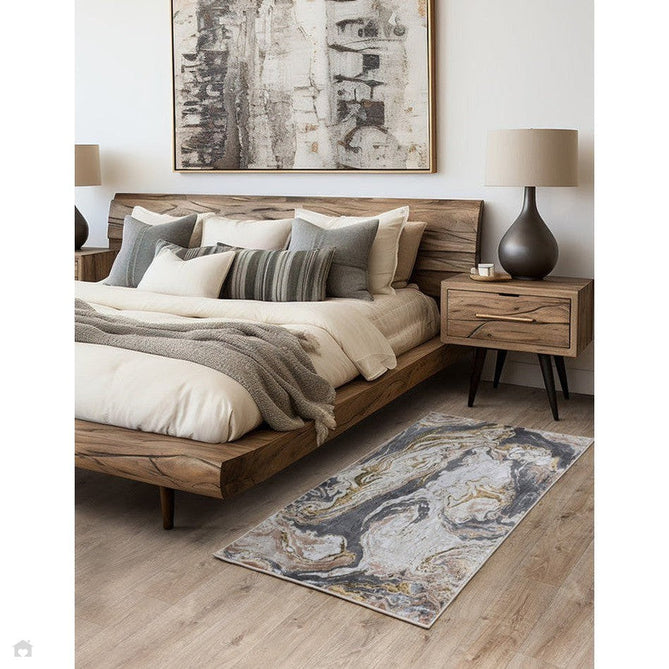 Aurora AU08 Marble Modern Abstract Distressed Marbled Metallic Shimmer Textured High-Density Soft Smooth Low Profile Polyblend Short-Pile Beige/Gold/Grey/Bronze/Cream/Black Rug-Asiatic Carpets-Rug Love - The Most Loved Rug Store