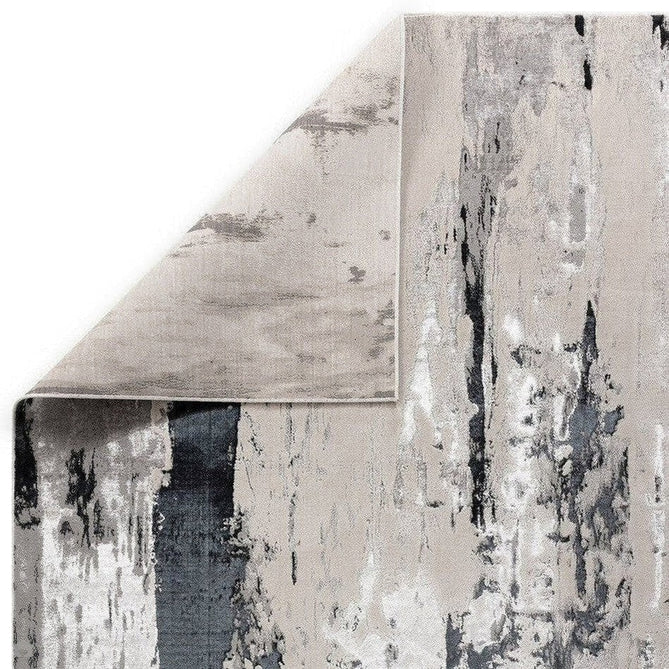 Aurora AU10 Glacier Modern Abstract Distressed Marbled Metallic Shimmer Textured High-Density Soft Smooth Low Profile Polyblend Short-Pile Silver/Grey/Black Runner-Asiatic Carpets-Rug Love - The Most Loved Rug Store