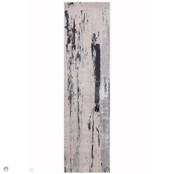 Aurora AU10 Glacier Modern Abstract Distressed Marbled Metallic Shimmer Textured High-Density Soft Smooth Low Profile Polyblend Short-Pile Silver/Grey/Black Runner-Asiatic Carpets-Rug Love - The Most Loved Rug Store