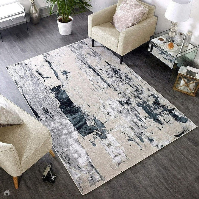 Aurora AU10 Glacier Modern Abstract Distressed Marbled Metallic Shimmer Textured High-Density Soft Smooth Low Profile Polyblend Short-Pile Silver/Grey/Black Runner-Asiatic Carpets-Rug Love - The Most Loved Rug Store