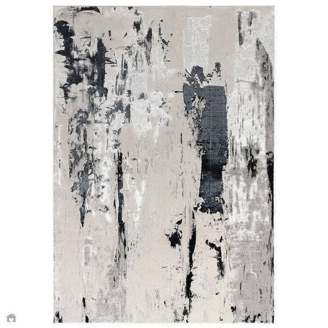 Aurora AU10 Glacier Modern Abstract Distressed Marbled Metallic Shimmer Textured High-Density Soft Smooth Low Profile Polyblend Short-Pile Silver/Grey/Black Runner-Asiatic Carpets-Rug Love - The Most Loved Rug Store