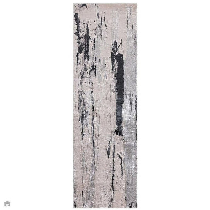 Aurora AU10 Glacier Modern Abstract Distressed Marbled Metallic Shimmer Textured High-Density Soft Smooth Low Profile Polyblend Short-Pile Silver/Grey/Black Runner-Asiatic Carpets-Rug Love - The Most Loved Rug Store