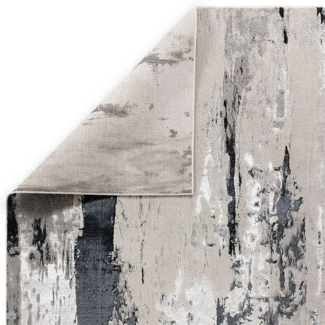 Aurora AU10 Glacier Modern Abstract Distressed Marbled Metallic Shimmer Textured High-Density Soft Smooth Low Profile Polyblend Short-Pile Silver/Grey/Black/Charcoal/Cream Rug-Asiatic Carpets-Rug Love - The Most Loved Rug Store