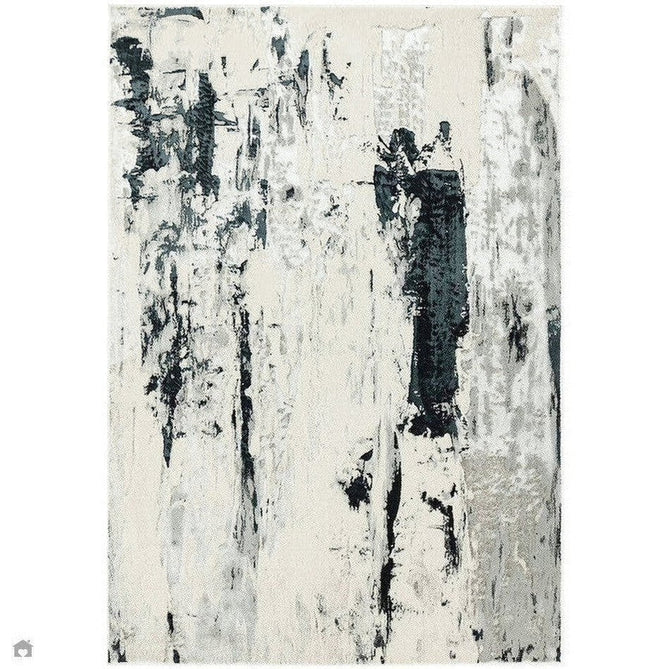 Aurora AU10 Glacier Modern Abstract Distressed Marbled Metallic Shimmer Textured High-Density Soft Smooth Low Profile Polyblend Short-Pile Silver/Grey/Black/Charcoal/Cream Rug-Asiatic Carpets-Rug Love - The Most Loved Rug Store