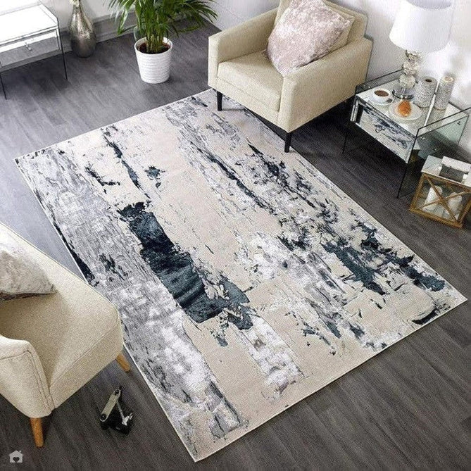 Aurora AU10 Glacier Modern Abstract Distressed Marbled Metallic Shimmer Textured High-Density Soft Smooth Low Profile Polyblend Short-Pile Silver/Grey/Black/Charcoal/Cream Rug-Asiatic Carpets-Rug Love - The Most Loved Rug Store