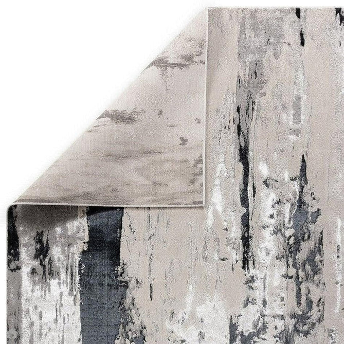 Aurora AU10 Glacier Modern Abstract Distressed Marbled Metallic Shimmer Textured High-Density Soft Smooth Low Profile Short-Pile Silver/Grey/Black Runner-Asiatic Carpets-Rug Love - The Most Loved Rug Store