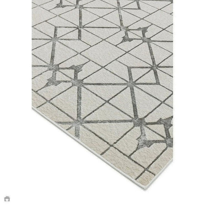 Aurora AU11 Lattice Modern Geometric Distressed Metallic Shimmer Textured High-Density Soft Smooth Low Profile Polyblend Short-Pile Beige/Silver/Grey/Ivory Rug-Asiatic Carpets-Rug Love - The Most Loved Rug Store