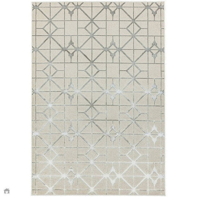 Aurora AU11 Lattice Modern Geometric Distressed Metallic Shimmer Textured High-Density Soft Smooth Low Profile Polyblend Short-Pile Beige/Silver/Grey/Ivory Rug-Asiatic Carpets-Rug Love - The Most Loved Rug Store