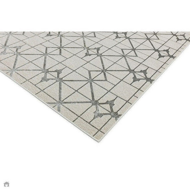 Aurora AU11 Lattice Modern Geometric Distressed Metallic Shimmer Textured High-Density Soft Smooth Low Profile Polyblend Short-Pile Beige/Silver/Grey/Ivory Rug-Asiatic Carpets-Rug Love - The Most Loved Rug Store