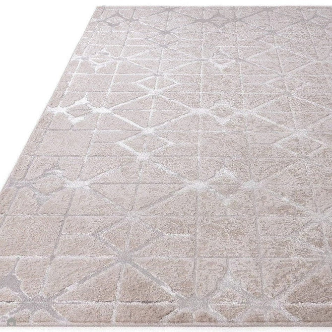 Aurora AU11 Lattice Modern Geometric Distressed Metallic Shimmer Textured High-Density Soft Smooth Low Profile Polyblend Short-Pile Beige/Silver/Grey/Ivory Rug-Asiatic Carpets-Rug Love - The Most Loved Rug Store
