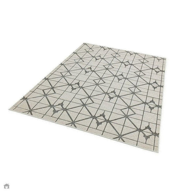 Aurora AU11 Lattice Modern Geometric Distressed Metallic Shimmer Textured High-Density Soft Smooth Low Profile Polyblend Short-Pile Beige/Silver/Grey/Ivory Rug-Asiatic Carpets-Rug Love - The Most Loved Rug Store