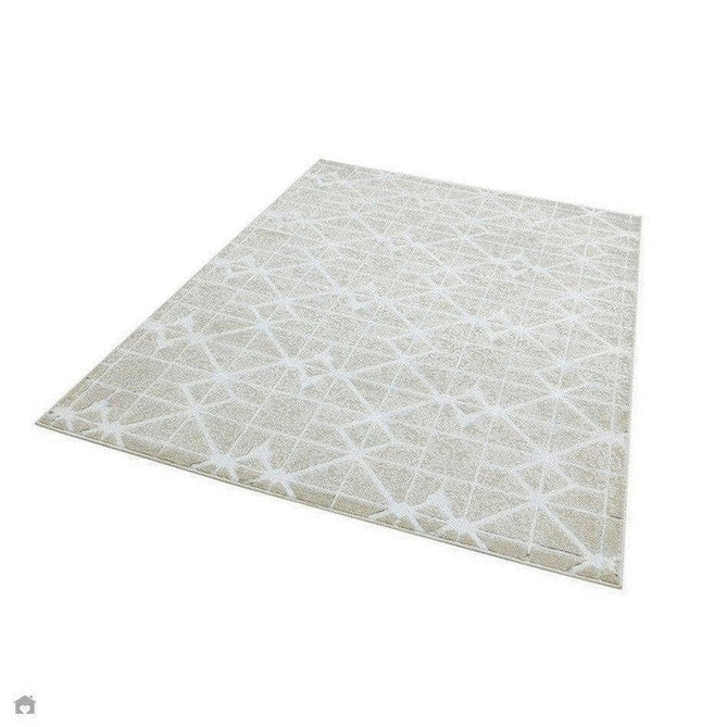 Aurora AU11 Lattice Modern Geometric Distressed Metallic Shimmer Textured High-Density Soft Smooth Low Profile Polyblend Short-Pile Beige/Silver/Grey/Ivory Rug-Asiatic Carpets-Rug Love - The Most Loved Rug Store