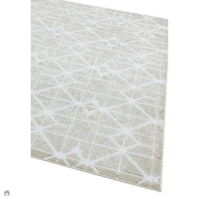 Aurora AU11 Lattice Modern Geometric Distressed Metallic Shimmer Textured High-Density Soft Smooth Low Profile Polyblend Short-Pile Beige/Silver/Grey/Ivory Rug-Asiatic Carpets-Rug Love - The Most Loved Rug Store
