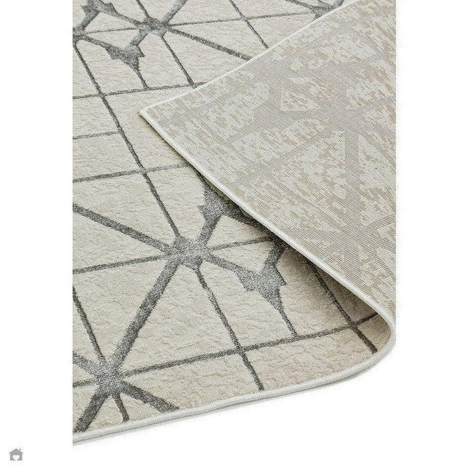 Aurora AU11 Lattice Modern Geometric Distressed Metallic Shimmer Textured High-Density Soft Smooth Low Profile Polyblend Short-Pile Beige/Silver/Grey/Ivory Rug-Asiatic Carpets-Rug Love - The Most Loved Rug Store