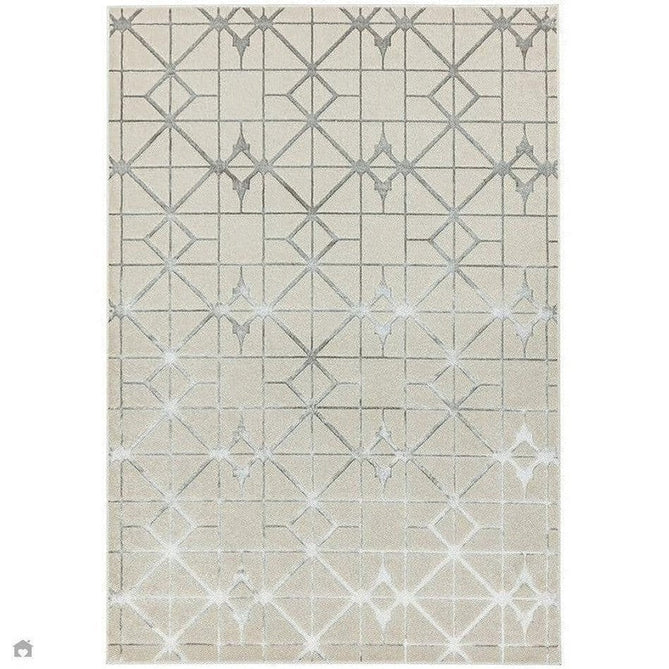 Aurora AU11 Lattice Modern Geometric Distressed Metallic Shimmer Textured High-Density Soft Smooth Low Profile Polyblend Short-Pile Beige/Silver/Grey/Ivory Rug-Asiatic Carpets-Rug Love - The Most Loved Rug Store