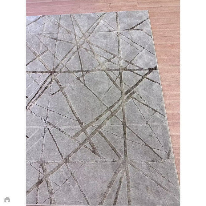 Aurora AU13 Mica Modern Geometric Distressed Metallic Shimmer Textured High-Density Soft Smooth Low Profile Polyblend Short-Pile Beige/Brown/Champagne/Taupe Rug-Asiatic Carpets-Rug Love - The Most Loved Rug Store