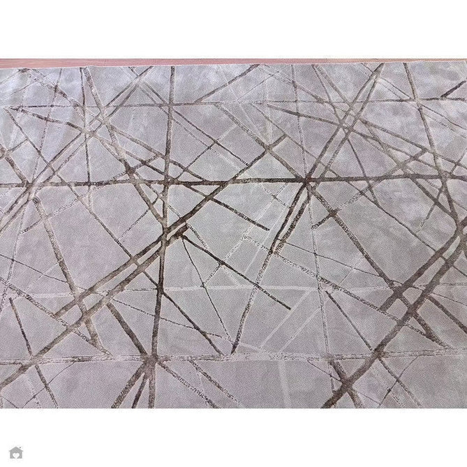 Aurora AU13 Mica Modern Geometric Distressed Metallic Shimmer Textured High-Density Soft Smooth Low Profile Polyblend Short-Pile Beige/Brown/Champagne/Taupe Rug-Asiatic Carpets-Rug Love - The Most Loved Rug Store