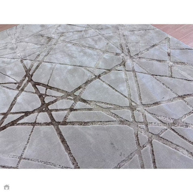 Aurora AU13 Mica Modern Geometric Distressed Metallic Shimmer Textured High-Density Soft Smooth Low Profile Polyblend Short-Pile Beige/Brown/Champagne/Taupe Rug-Asiatic Carpets-Rug Love - The Most Loved Rug Store