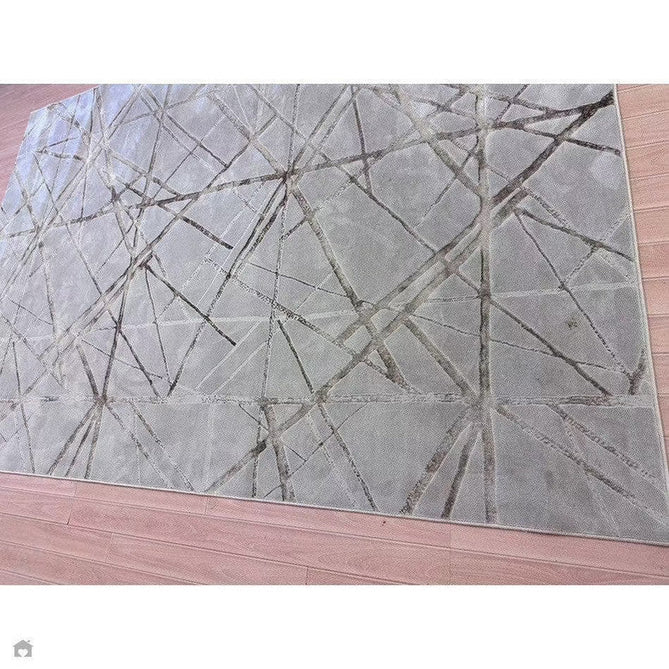 Aurora AU13 Mica Modern Geometric Distressed Metallic Shimmer Textured High-Density Soft Smooth Low Profile Polyblend Short-Pile Beige/Brown/Champagne/Taupe Rug-Asiatic Carpets-Rug Love - The Most Loved Rug Store