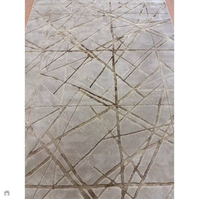 Aurora AU13 Mica Modern Geometric Distressed Metallic Shimmer Textured High-Density Soft Smooth Low Profile Polyblend Short-Pile Beige/Brown/Champagne/Taupe Rug-Asiatic Carpets-Rug Love - The Most Loved Rug Store