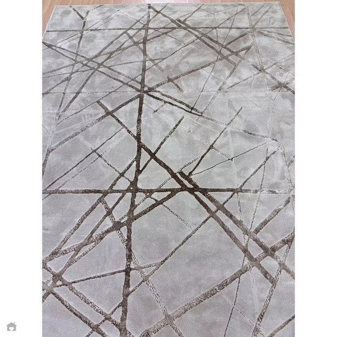 Aurora AU13 Mica Modern Geometric Distressed Metallic Shimmer Textured High-Density Soft Smooth Low Profile Polyblend Short-Pile Beige/Brown/Champagne/Taupe Rug-Asiatic Carpets-Rug Love - The Most Loved Rug Store