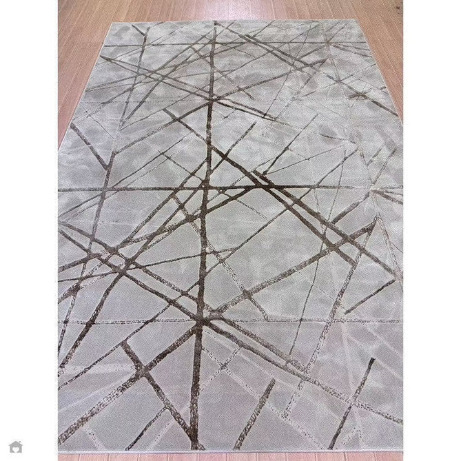 Aurora AU13 Mica Modern Geometric Distressed Metallic Shimmer Textured High-Density Soft Smooth Low Profile Polyblend Short-Pile Beige/Brown/Champagne/Taupe Rug-Asiatic Carpets-Rug Love - The Most Loved Rug Store