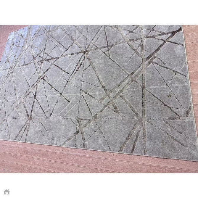 Aurora AU13 Mica Modern Geometric Distressed Metallic Shimmer Textured High-Density Soft Smooth Low Profile Polyblend Short-Pile Beige/Brown/Champagne/Taupe Rug-Asiatic Carpets-Rug Love - The Most Loved Rug Store