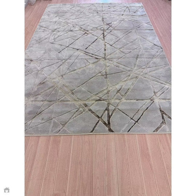 Aurora AU13 Mica Modern Geometric Distressed Metallic Shimmer Textured High-Density Soft Smooth Low Profile Polyblend Short-Pile Beige/Brown/Champagne/Taupe Rug-Asiatic Carpets-Rug Love - The Most Loved Rug Store