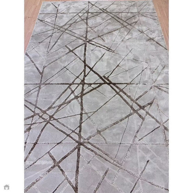 Aurora AU13 Mica Modern Geometric Distressed Metallic Shimmer Textured High-Density Soft Smooth Low Profile Polyblend Short-Pile Beige/Brown/Champagne/Taupe Rug-Asiatic Carpets-Rug Love - The Most Loved Rug Store