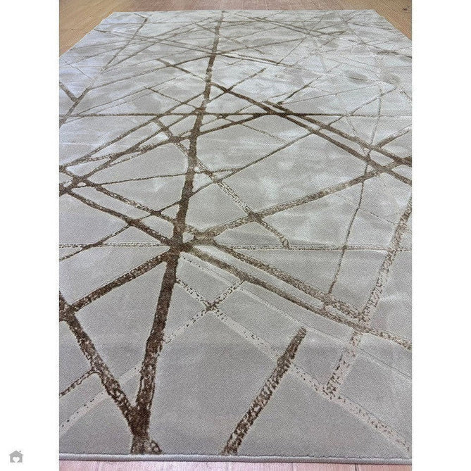 Aurora AU13 Mica Modern Geometric Distressed Metallic Shimmer Textured High-Density Soft Smooth Low Profile Polyblend Short-Pile Beige/Brown/Champagne/Taupe Rug-Asiatic Carpets-Rug Love - The Most Loved Rug Store
