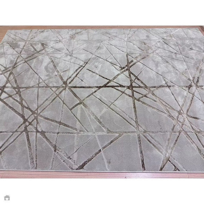 Aurora AU13 Mica Modern Geometric Distressed Metallic Shimmer Textured High-Density Soft Smooth Low Profile Polyblend Short-Pile Beige/Brown/Champagne/Taupe Rug-Asiatic Carpets-Rug Love - The Most Loved Rug Store