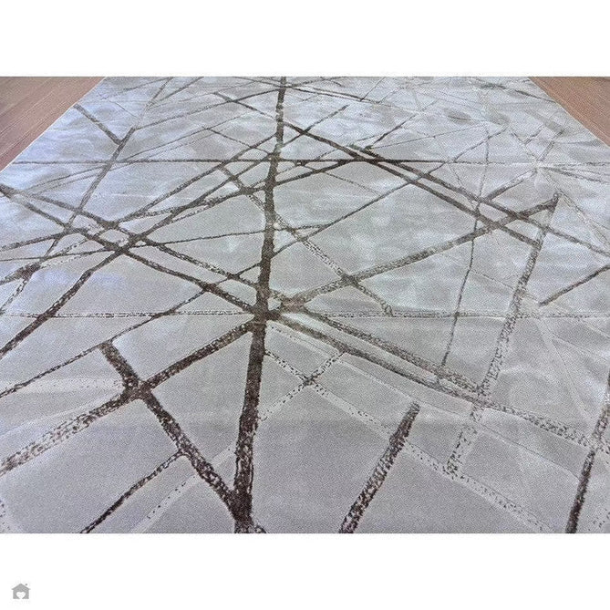 Aurora AU13 Mica Modern Geometric Distressed Metallic Shimmer Textured High-Density Soft Smooth Low Profile Polyblend Short-Pile Beige/Brown/Champagne/Taupe Rug-Asiatic Carpets-Rug Love - The Most Loved Rug Store