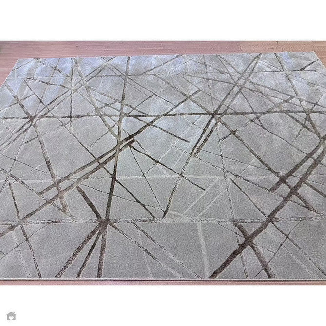 Aurora AU13 Mica Modern Geometric Distressed Metallic Shimmer Textured High-Density Soft Smooth Low Profile Polyblend Short-Pile Beige/Brown/Champagne/Taupe Rug-Asiatic Carpets-Rug Love - The Most Loved Rug Store