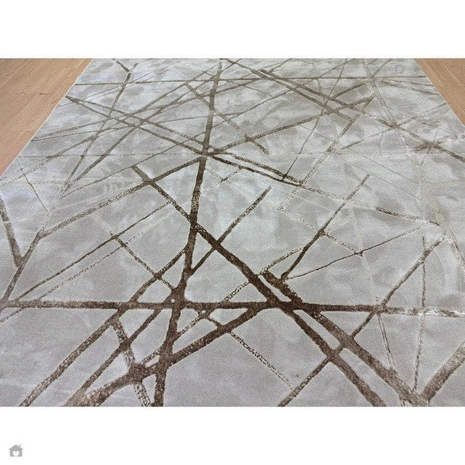 Aurora AU13 Mica Modern Geometric Distressed Metallic Shimmer Textured High-Density Soft Smooth Low Profile Polyblend Short-Pile Beige/Brown/Champagne/Taupe Rug-Asiatic Carpets-Rug Love - The Most Loved Rug Store