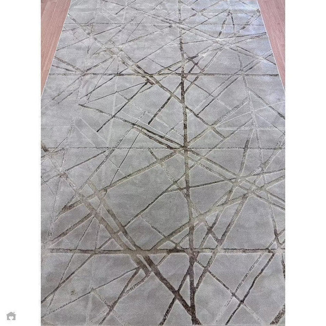 Aurora AU13 Mica Modern Geometric Distressed Metallic Shimmer Textured High-Density Soft Smooth Low Profile Polyblend Short-Pile Beige/Brown/Champagne/Taupe Rug-Asiatic Carpets-Rug Love - The Most Loved Rug Store