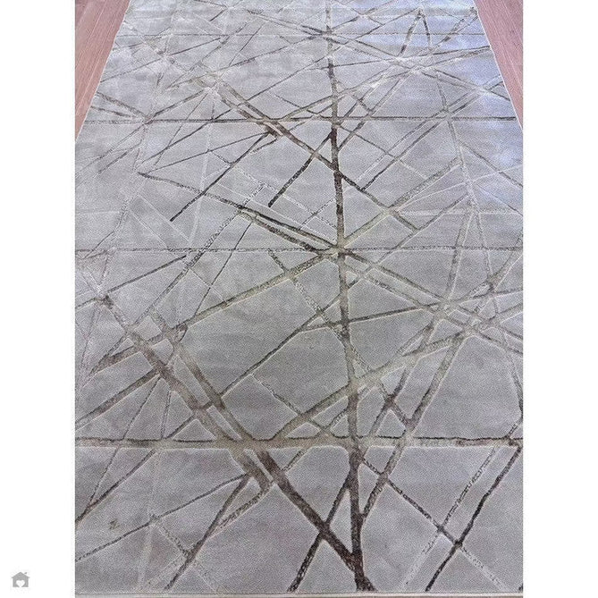 Aurora AU13 Mica Modern Geometric Distressed Metallic Shimmer Textured High-Density Soft Smooth Low Profile Polyblend Short-Pile Beige/Brown/Champagne/Taupe Rug-Asiatic Carpets-Rug Love - The Most Loved Rug Store