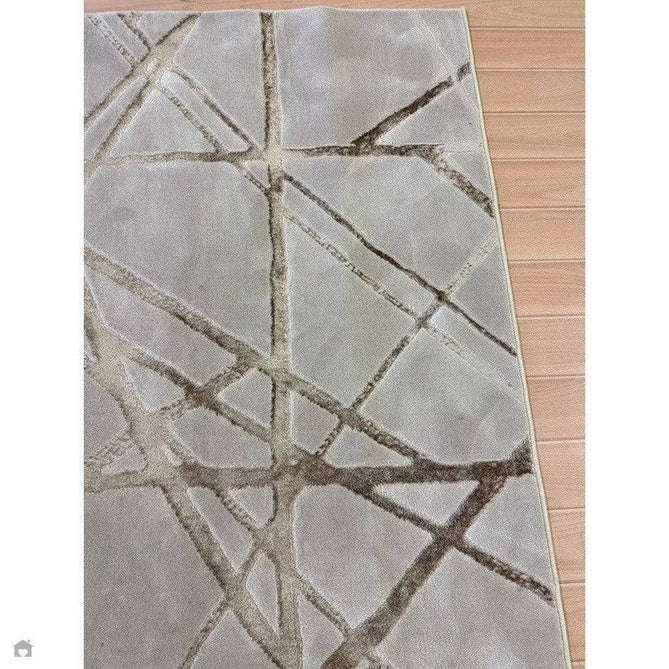 Aurora AU13 Mica Modern Geometric Distressed Metallic Shimmer Textured High-Density Soft Smooth Low Profile Polyblend Short-Pile Beige/Brown/Champagne/Taupe Rug-Asiatic Carpets-Rug Love - The Most Loved Rug Store
