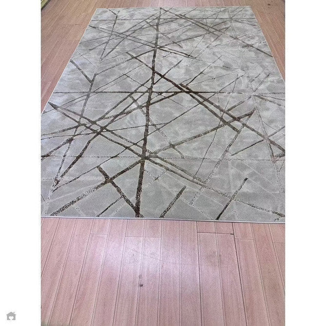 Aurora AU13 Mica Modern Geometric Distressed Metallic Shimmer Textured High-Density Soft Smooth Low Profile Polyblend Short-Pile Beige/Brown/Champagne/Taupe Rug-Asiatic Carpets-Rug Love - The Most Loved Rug Store