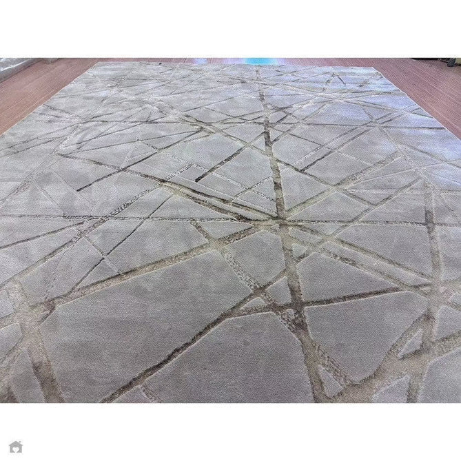 Aurora AU13 Mica Modern Geometric Distressed Metallic Shimmer Textured High-Density Soft Smooth Low Profile Polyblend Short-Pile Beige/Brown/Champagne/Taupe Rug-Asiatic Carpets-Rug Love - The Most Loved Rug Store