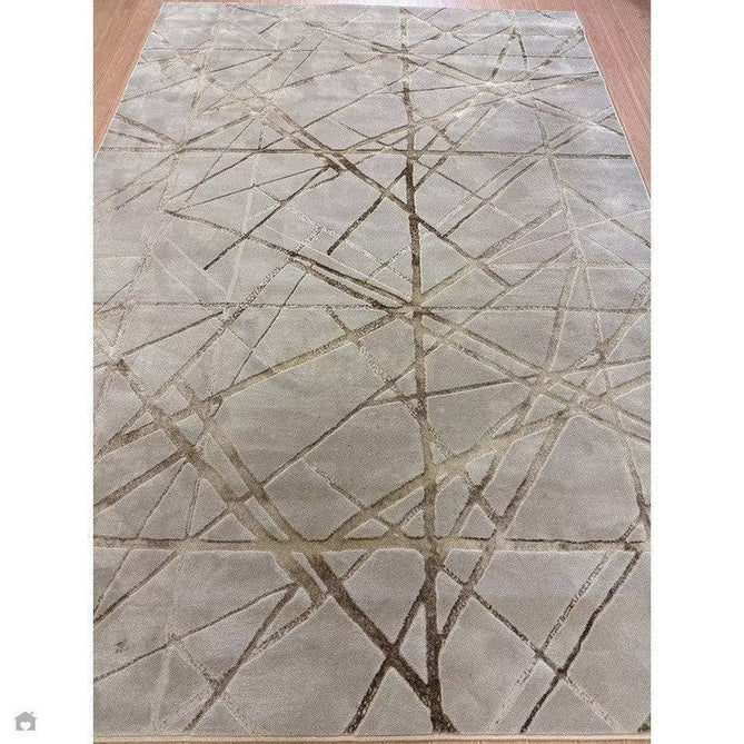 Aurora AU13 Mica Modern Geometric Distressed Metallic Shimmer Textured High-Density Soft Smooth Low Profile Polyblend Short-Pile Beige/Brown/Champagne/Taupe Rug-Asiatic Carpets-Rug Love - The Most Loved Rug Store