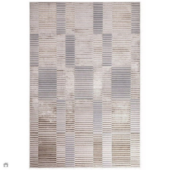 Aurora AU14 Ripple Modern Geometric Linear Distressed Metallic Shimmer Textured High-Density Soft Smooth Low Profile Polyblend Short-Pile Beige/Silver/Gold/Bronze/Champagne Rug-Asiatic Carpets-Rug Love - The Most Loved Rug Store