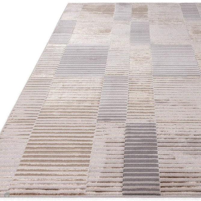 Aurora AU14 Ripple Modern Geometric Linear Distressed Metallic Shimmer Textured High-Density Soft Smooth Low Profile Polyblend Short-Pile Beige/Silver/Gold/Bronze/Champagne Rug-Asiatic Carpets-Rug Love - The Most Loved Rug Store