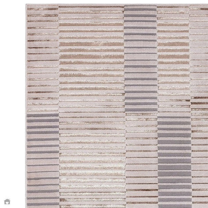 Aurora AU14 Ripple Modern Geometric Linear Distressed Metallic Shimmer Textured High-Density Soft Smooth Low Profile Polyblend Short-Pile Beige/Silver/Gold/Bronze/Champagne Rug-Asiatic Carpets-Rug Love - The Most Loved Rug Store