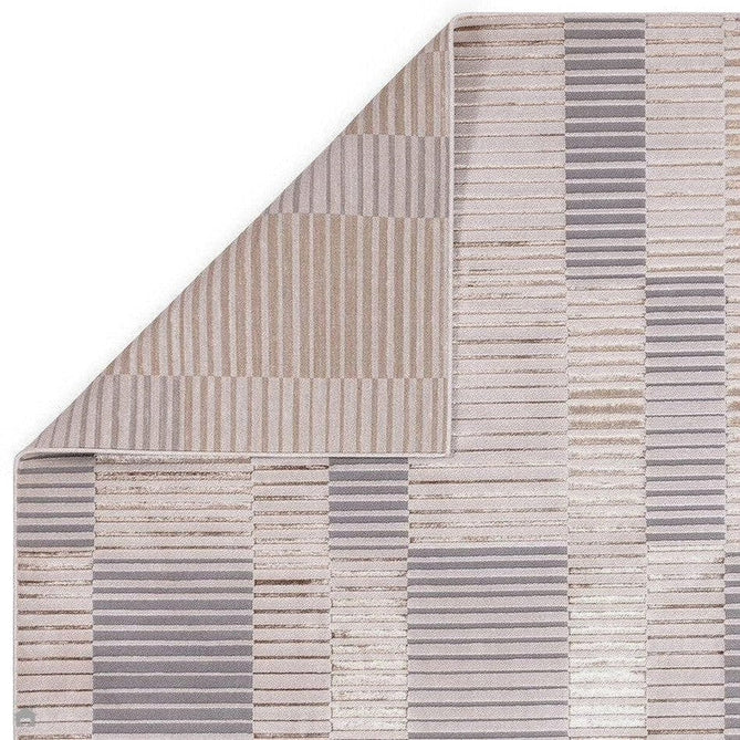 Aurora AU14 Ripple Modern Geometric Linear Distressed Metallic Shimmer Textured High-Density Soft Smooth Low Profile Polyblend Short-Pile Beige/Silver/Gold/Bronze/Champagne Rug-Asiatic Carpets-Rug Love - The Most Loved Rug Store