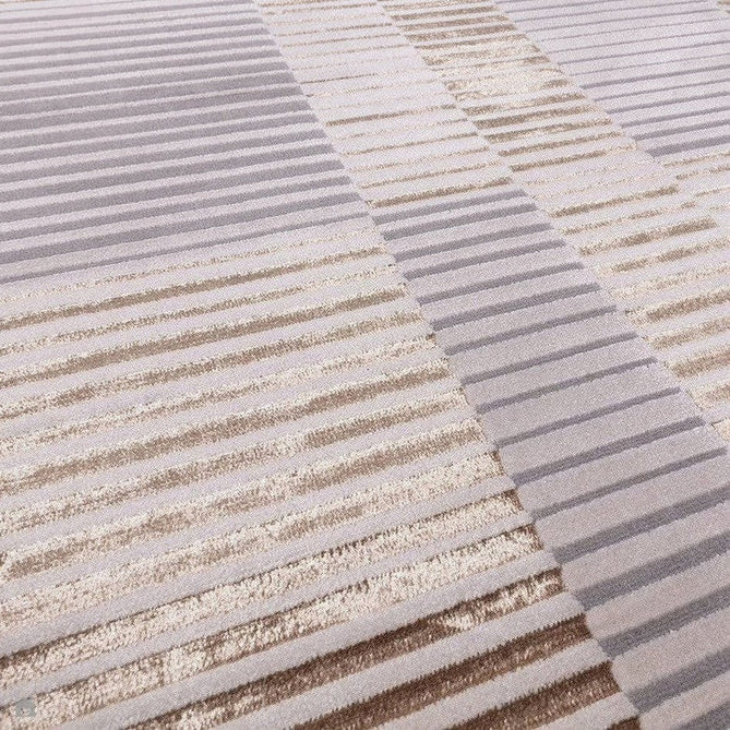 Aurora AU14 Ripple Modern Geometric Linear Distressed Metallic Shimmer Textured High-Density Soft Smooth Low Profile Polyblend Short-Pile Beige/Silver/Gold/Bronze/Champagne Rug-Asiatic Carpets-Rug Love - The Most Loved Rug Store