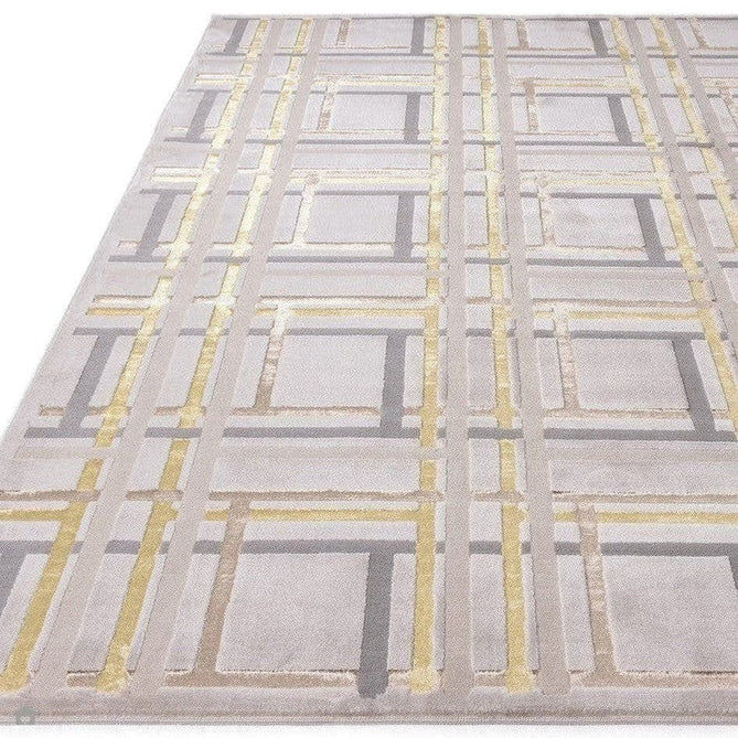 Aurora AU15 Elexus Modern Geometric Distressed Metallic Shimmer Textured High-Density Soft Smooth Low Profile Polyblend Short-Pile Beige/Silver/Gold/Bronze/Champagne Rug-Asiatic Carpets-Rug Love - The Most Loved Rug Store