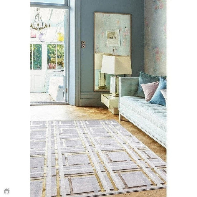 Aurora AU15 Elexus Modern Geometric Distressed Metallic Shimmer Textured High-Density Soft Smooth Low Profile Polyblend Short-Pile Beige/Silver/Gold/Bronze/Champagne Rug-Asiatic Carpets-Rug Love - The Most Loved Rug Store